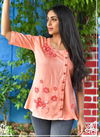 Peach Colour PEAFOWL PEAFOWL VOL-72 Latest Fancy Designer Party Wear Pure Rayon Neckline Top Collection 1092